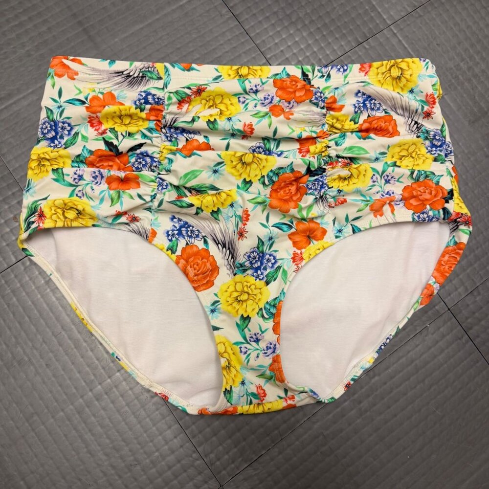 TORRID WOMENS YELLOW FLORAL SWIM BOTTOMS BIKINI SIZE 2 US SIZE 18